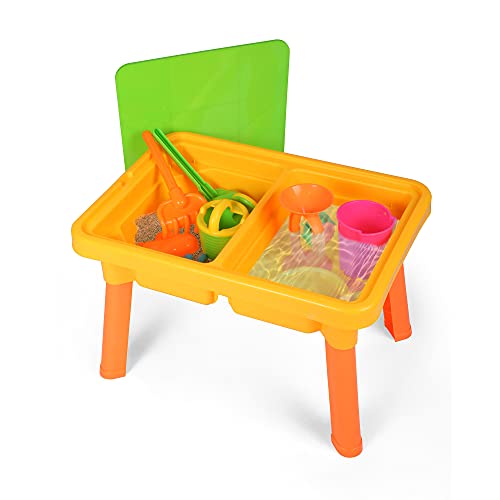 COLOR TREE Kids 2-in-1 Sand and Water Table + Learning Activity Sensory Table with 8pcs Beach Playset - Toddlers Boys Girls Summer Toys Have Fun