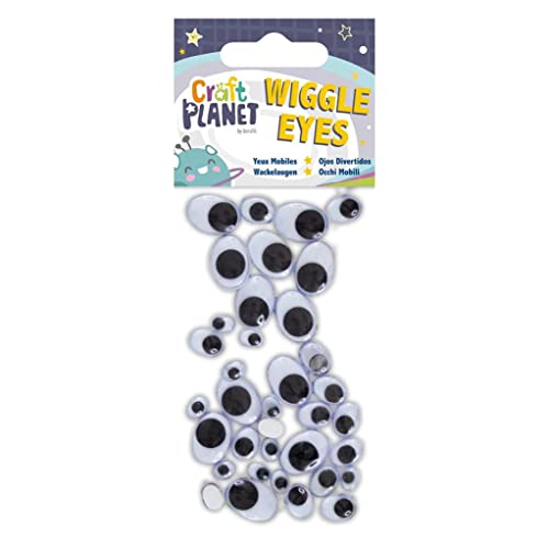 Craft Planet CPT 6671108 Wiggle Eye Stickers, Black and White