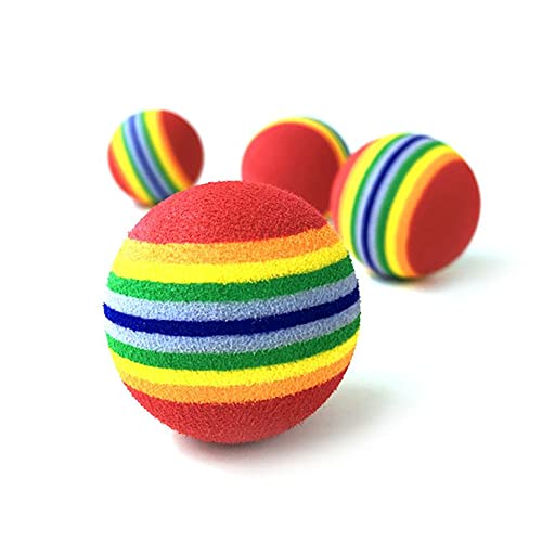 Pet Rainbow Bouncy Ball, pet Ball Interactive Toy Dog ??cat Molar Solid Anti-bite Safety Toy cat Puppy Molar high Elastic Rainbow Ball,
