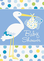 Blue Stork Baby Shower Invitations, 8ct