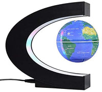 HARTI Floating Globe Magnetic Globe World Map Magnetic Levitation Balls C Frame Led English Blue Globe for Kids, World Desk Gadget Decor in Office Home Display Frame Stand