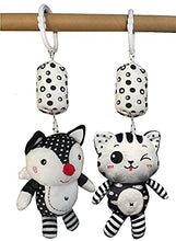 Load image into Gallery viewer, 2 Packs Baby Rattles Toys, Hanging Stroller Toys Car Seat Toy with Wind Chime for Newborn 0-36 Months, Fox and Cat Clip Hanging Plush Squeeze Toys
