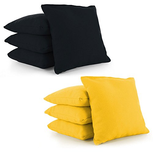 Cornhole Bags Set of 8 by Tailor Spot Corn-Filled ACA Regulation 25+ Colors (Black-Yellow)