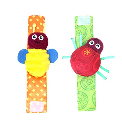 Toyvian 2pcs Infant Wrist Rattles Cartoon Arm Bracelet Rattles Wrist Strap Toys for Baby Toddler Newborn
