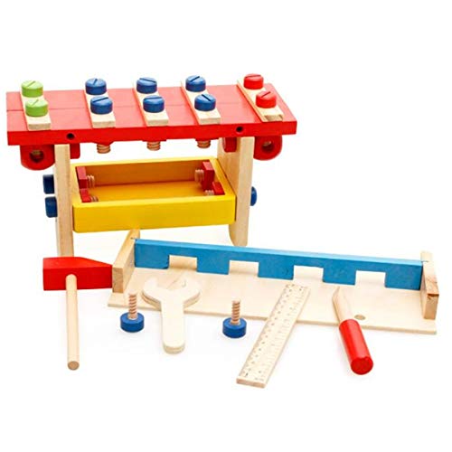 N/A 1Wooden Install Engineer Toy Kids Play Tool Set Screw Wooden Work for Bench Profess Play Tools Educational Toys for Boys Girls
