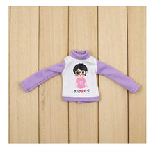 Load image into Gallery viewer, Studio one Purple Casual Long Sleeve t-Shirt Jean Short Pants Clothes for Blythe Doll 1/6 bjd 12 inch Doll
