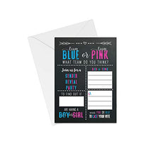 Load image into Gallery viewer, Team Pink or Blue Invitations for Gender Reveal Party (25 Pack) Fill in Blank - Chalkboard Baby Shower Invite Set - Sprinkle - Envelopes Included
