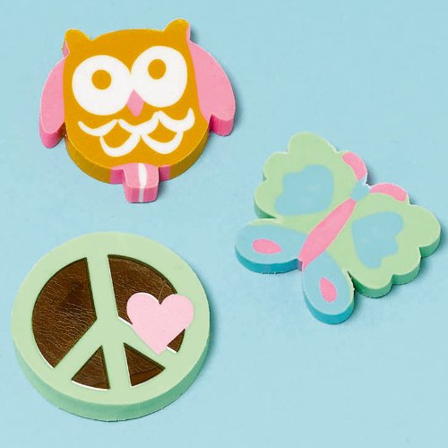 Amscan Hippie Chick Erasers Assorted (12)
