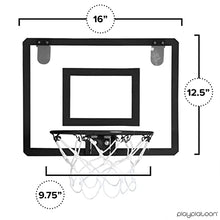 Load image into Gallery viewer, Play Platoon Over The Door Basketball Hoop - Indoor Wall Mounted 16 x 12 Inch Mini Basketball Hoop Set with Shatter Resistant Backboard &amp; Steel Rim - Includes 2 Balls &amp; Air Pump, Black
