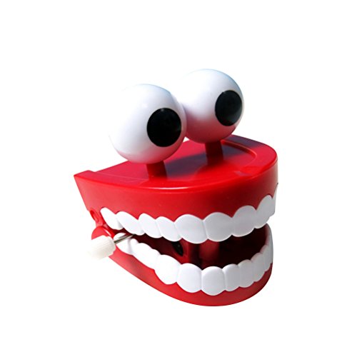 ABOOFAN 1 Pcs Novelty Funny Vibrating Wind Up Toys Chattering Wind Up Teeth with Eyes Halloweem Decoration