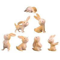 EXCEART 7pcs Mini Bunny Figurines Easter Rabbit Cake Cupcake Toppers Fairy Garden Animal Miniature Micro Landscape for Kids Yellow
