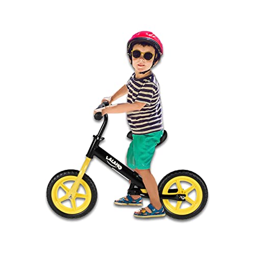 BELANITAS Balance Bike, Balance Bike with Padded Seat, Lightweight No Pedal Bicycle, Adjustable Height Training Bike, Glider Bike with EVA Wheels, Yellow