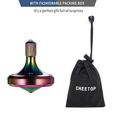 Load image into Gallery viewer, CHEETOP Precision Metal Spinning Top, Well Made Stainless Steel Spin Long Lasting Exceed 8 Mins Desktop Gyro EDC Toy, Perfect Balance Easy to Use Kill Time Efficiently (Pro Max-Iridescent)
