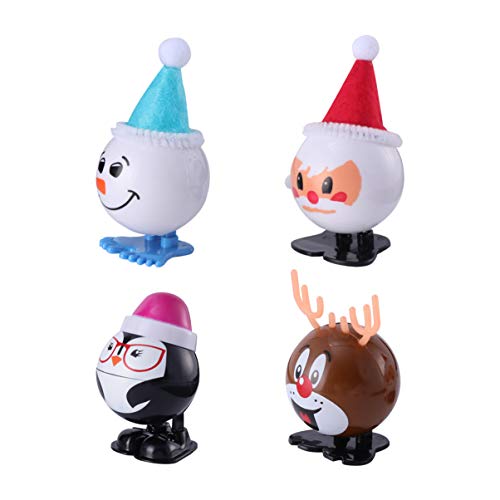 PRETYZOOM 4Pcs Christmas Clockwork Toy Wind Up Toys Santa Walking Toys Christmas Goody Bag Filler Holiday Party Favor for Kids Toddlers