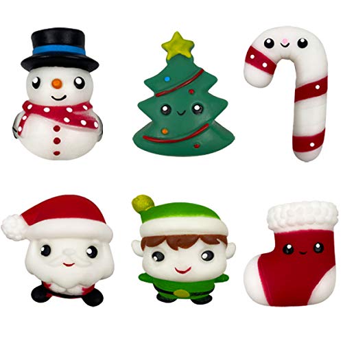 QINGQIU 6 Pack Big Size Christmas Mochi Squishy Toys Squishies for Kids Boys Girls Toddlers Christmas Stocking Stuffers Party Favors Gifts