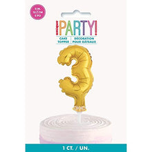 Load image into Gallery viewer, Number 3 Foil Balloon Cake Topper - 5&quot; | Gold | 1 Pc
