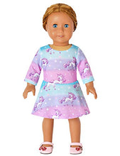 Load image into Gallery viewer, Long Sleeve Unicorn Dresses for Girls Kids Matching 18 inch American Doll,Size 10 11
