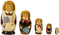 Russian Nesting Doll - Schoolgirl - Hand Painted in Russia - Big Size - Traditional Matryoshka Babushka (7``(5 Dolls in 1), Style:Schoolgirl)
