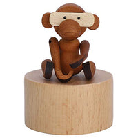 TOPINCN Wooden Clockwork Music Boxes Cute Animal Birthday Accessories for Children Kid(Gibbon)