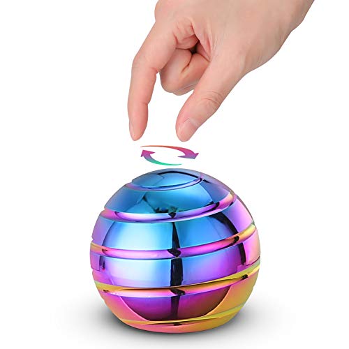 Kinetic Spinning Desk Toys, 55MM Kinetic Desk Toys for Office for Adults, Optical Illusion Fidget Toys for Stress Relief Anxiety Relaxing (Rainbow)