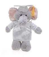 Plushland Elephant Plush Stuffed Animal Toys Present Gifts for Graduation Day, Personalized Text, Name or Your School Logo on Gown, Best for Any Grad School Kids 12 Inches(White Cap and Gown)