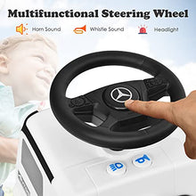 Load image into Gallery viewer, HONEY JOY Kids Push and Ride Racer, Truck Style Licensed Mercedes Benz Ride On Push Car w/Steering Wheel, Horn, Music, Lights, Under Seat Storage, Foot-to-Floor Sliding Car for Toddlers, White
