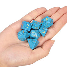 Load image into Gallery viewer, SUNYIK 7 PCS Polished Crystal Stone Polyhedral DND Dice Set for for RPG MTG Table Games, DND Game Dice Polyhedral Dungeons and Dragons for Office Home Decoration, Blue Howlite Turquoise

