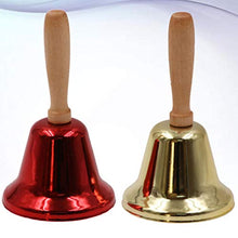 Load image into Gallery viewer, BESTOYARD 4pcs Christmas Hand Bell Metal Hand Call Bell with Wood Handle Christmas Hand Ringing Alarm Bell for Calling Attention and Assistance Kids Gift (2PC Golden+2PC Red)
