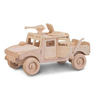 Puzzled 3D Puzzle H1 Truck SUV Wood Craft Construction Model Kit, Fun Unique & Educational DIY Wooden Army Toy Assemble Model Unfinished Crafting Hobby Puzzle to Build & Paint for Decoration 68pc Pack