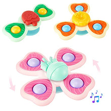 Load image into Gallery viewer, Suction Spinner Toys for Babies 3pcs, Rattle Toys, Spinner Top, Bath Toys, High Chair Toys, Baby Fidget Spinner, Sensory Toys for Toddlers 1-3, Window Spinners for Toddlers, 1 Year Old Girl Gifts
