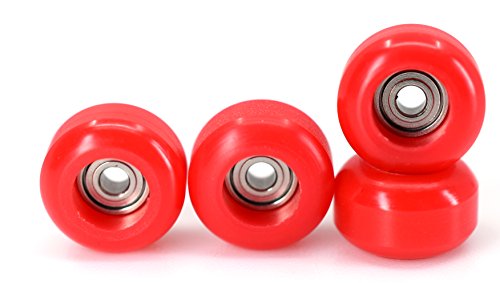 Teak Tuning CNC Polyurethane Fingerboard Bearing Wheels, Red - Set of 4 Wheels - Durable Material with a Hard Durometer