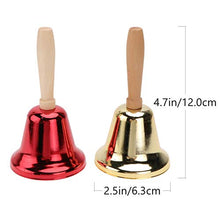 Load image into Gallery viewer, Holibanna 2Pcs Hand Bell Christmas Jingle Bells with Wood Handle Metal Santa Claus Rattles Call Service Dinner Bells Musical Percussion Toy for Kids Adults Christmas Party Favors
