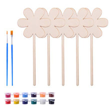 Load image into Gallery viewer, NUOBESTY Kids DIY Wooden Plant Labels with Acrylic Paint Jar and Painting Brush Wood Garden Stakes Tags Garden Markers Painting Gift for Kids DIY Craft Flower
