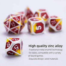 Load image into Gallery viewer, GUOER Red Yellow Metal DND Dice Set 7 die Metal Polyhedral Dice Set with Gift Metal Box for Table Games or Role-Playing Games(Red Yellow)
