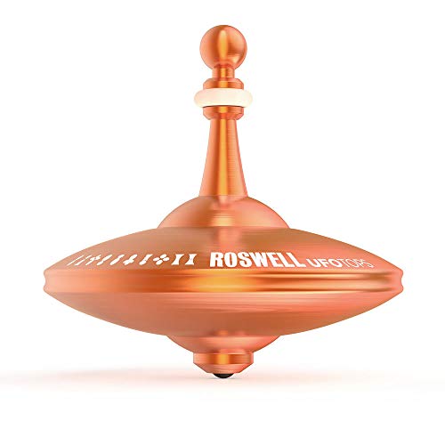 Plexity Labs UFO Tops - Metal Spinning Top - Inspired by The Documented 1947 UFO Sighting in Roswell, New Mexico (Color: Desert Orange)