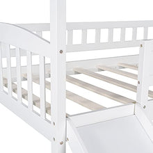 Load image into Gallery viewer, Twin Over Twin Bunk Bed with Slide, House Bunk Bed with Slide, Playhouse Bed for Toddlers Kids Girls Boys - White
