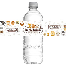 Load image into Gallery viewer, MonMon &amp; Craft Dog Birthday Water Bottle Labels Stickers/Puppy Birthday Bottle Wrappers/It&#39;s My Barkday/Pet Birthday Party Water Labels Supplies (Set of 32)
