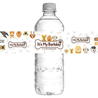 MonMon & Craft Dog Birthday Water Bottle Labels Stickers/Puppy Birthday Bottle Wrappers/It's My Barkday/Pet Birthday Party Water Labels Supplies (Set of 32)