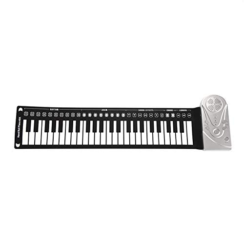 Hand Roll Piano Keyboard Horn, Foldable Silicone Material Hand Rolling Up Piano for Kids and Adults for Beginners(silver)