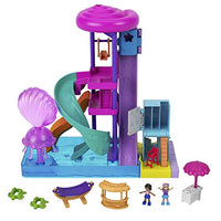 Polly Pocket Pollyville Super Slidin' Water Park with Micro Polly & Lila Dolls, Water Park, 3 Slides, Jellyfish Fountain, Ticket Booth & Locker Room, Water-fillable Seashell & More [Amazon Exclusive]