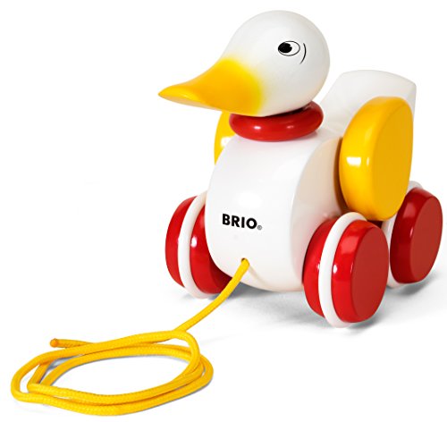 Brio World   30323 Pull Along Duck Baby Toy | The Perfect Playmate For Your Toddler,White