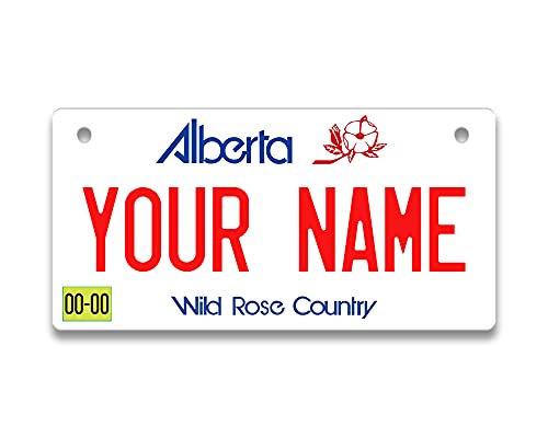 BRGiftShop Personalized Custom Name Canada Alberta 3x6 inches Bicycle Bike Stroller Children's Toy Car License Plate Tag