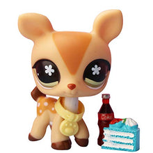 Load image into Gallery viewer, Junior Pet Shop lps Collectable Deer Figure 634, lps Giraffe Tan and Brown Body Brown Spots Deer with Green Flower Eyes with lps Accessories Kids Gift
