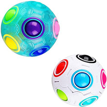 Load image into Gallery viewer, elecnewell Rainbow Puzzle Ball Cube Magic Rainbow Ball Puzzle Bundle Stress Ball Brain Teasers Games Toys for Kids 2 Pack
