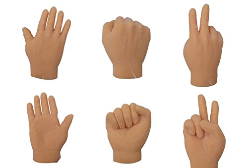 TheGag Finger-Hands Rock Paper Scissors Game Set of 6 Hands 2 of Each Tiny-Finger-Hand Realistic Feeling Soft Finger Puppets-Mini-Gag-Gift Stocking-Stuffer Really-Weird-Stuff