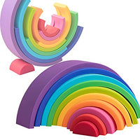 Rainbow Stacking Toy 10 Layer Arch Shape Silicone Nesting Puzzle Blocks Baby Stacking Toy Montessori Baby Toy for Kids 0-3 Years Old Teether Gifts for Toddlers (Colorful Rainbow)