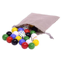 Load image into Gallery viewer, Game Bag of 24 Large Glass Marbles (18mm Diameter) and 6 Dice for Aggravation Game
