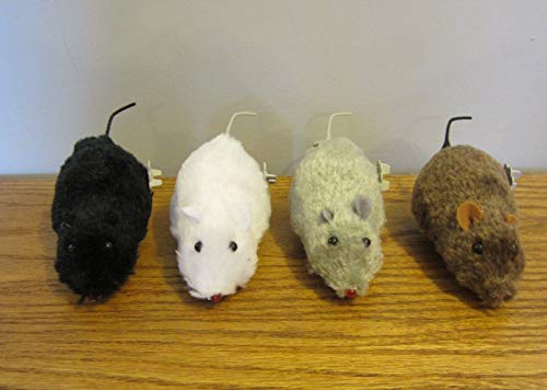 4 New Wind UP Funny Mouse Running Furry MICE CAT Toy Gag Gift Prank 4 Colors
