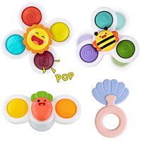 Ingooood Suction Cup Spinner Toys for Toddlers, Strong Suction Cup Bath Toys, Spinning Dimple Fidget Toy, Gifts for 1-3 Year Old Boy Girl (Including Rattle for Free)