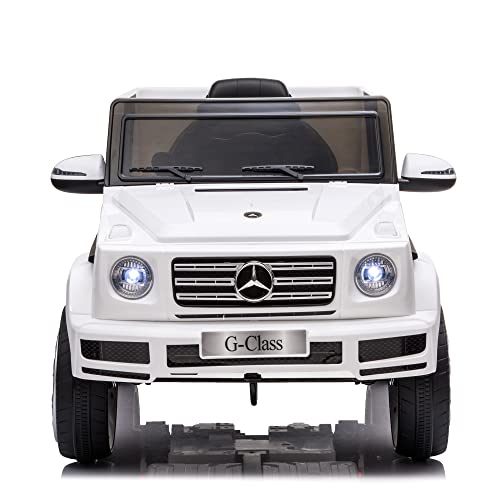 TOBBI 12V Kids Ride On Car,Licensed Mercedes Benz G500,Electric Vehicle car with Remote Control, Music, Horn & LED Lights, Best Gift for Boys & Girls, White